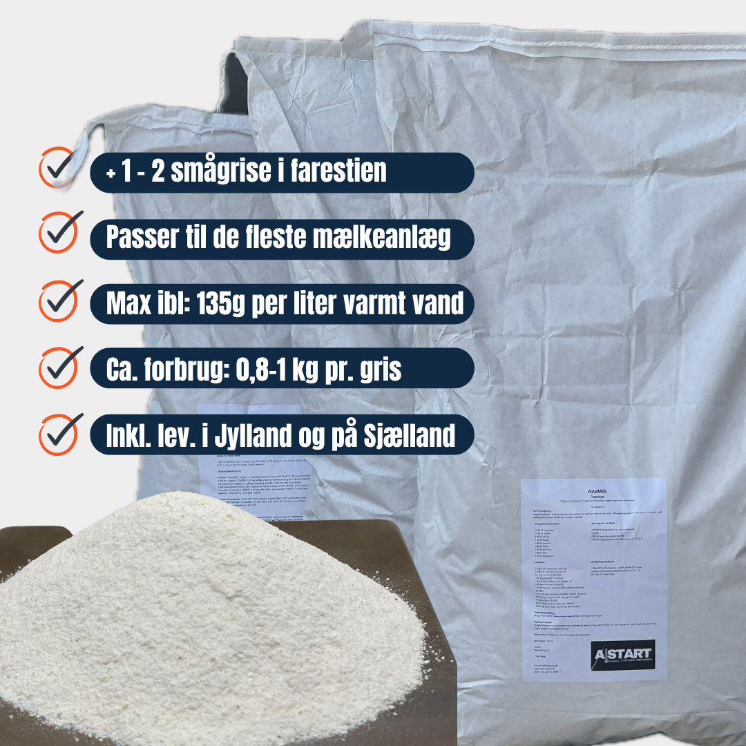 AstaMilk Premium 20kg sæk– Tørstof, Trivsel og Tarmflora i Én Løsning